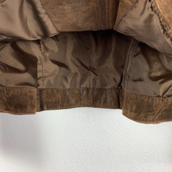 Valerie Stevens Mock Neck Suede Leather Zip Snake Skin Jacket Size Large - Picture 5 of 8